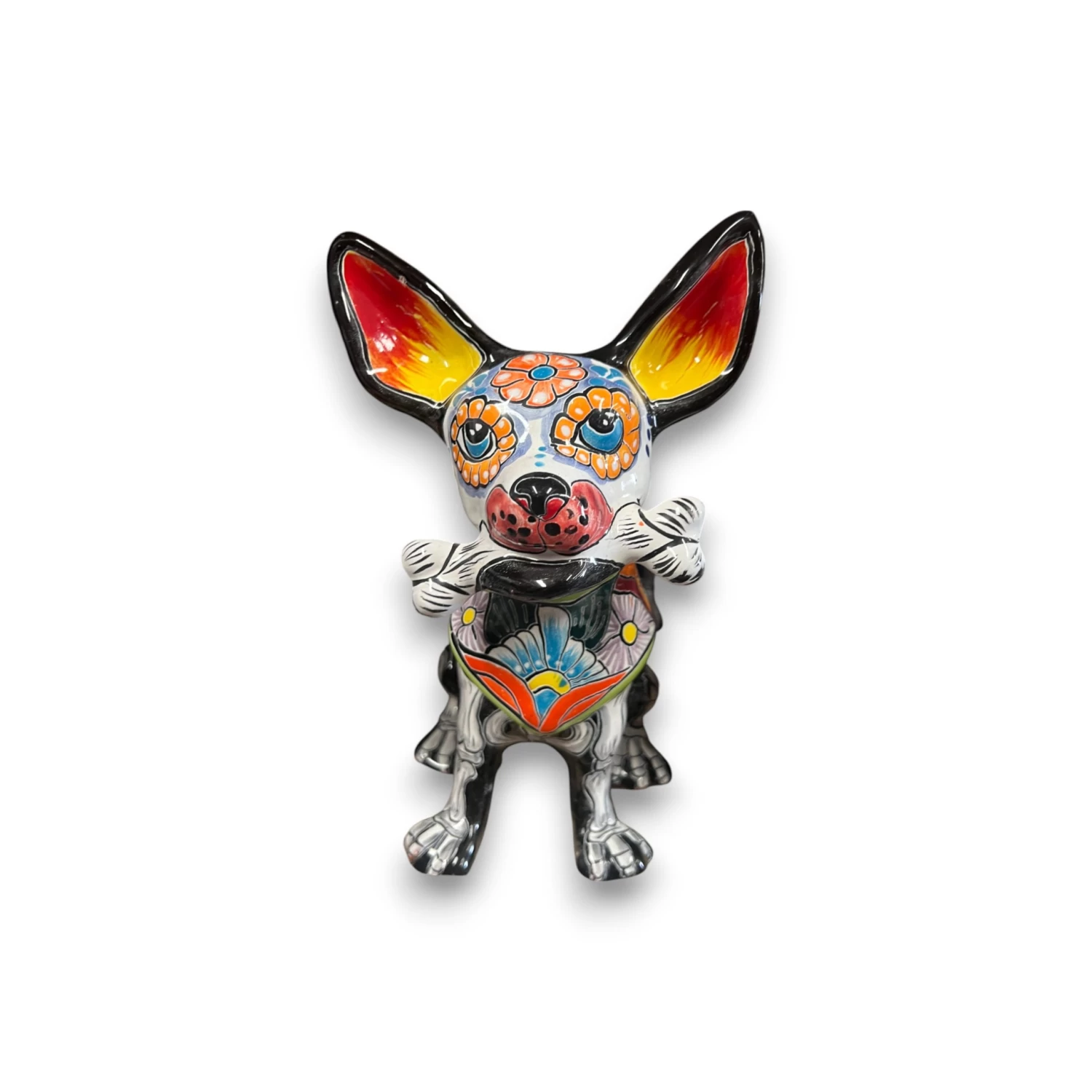 Talavera Chihuahua Holding Bone | Day Of The Dead Dog Figurine 6 Talavera Chihuahua Holding Bone | Day Of The Dead Dog Figurine - Image 6