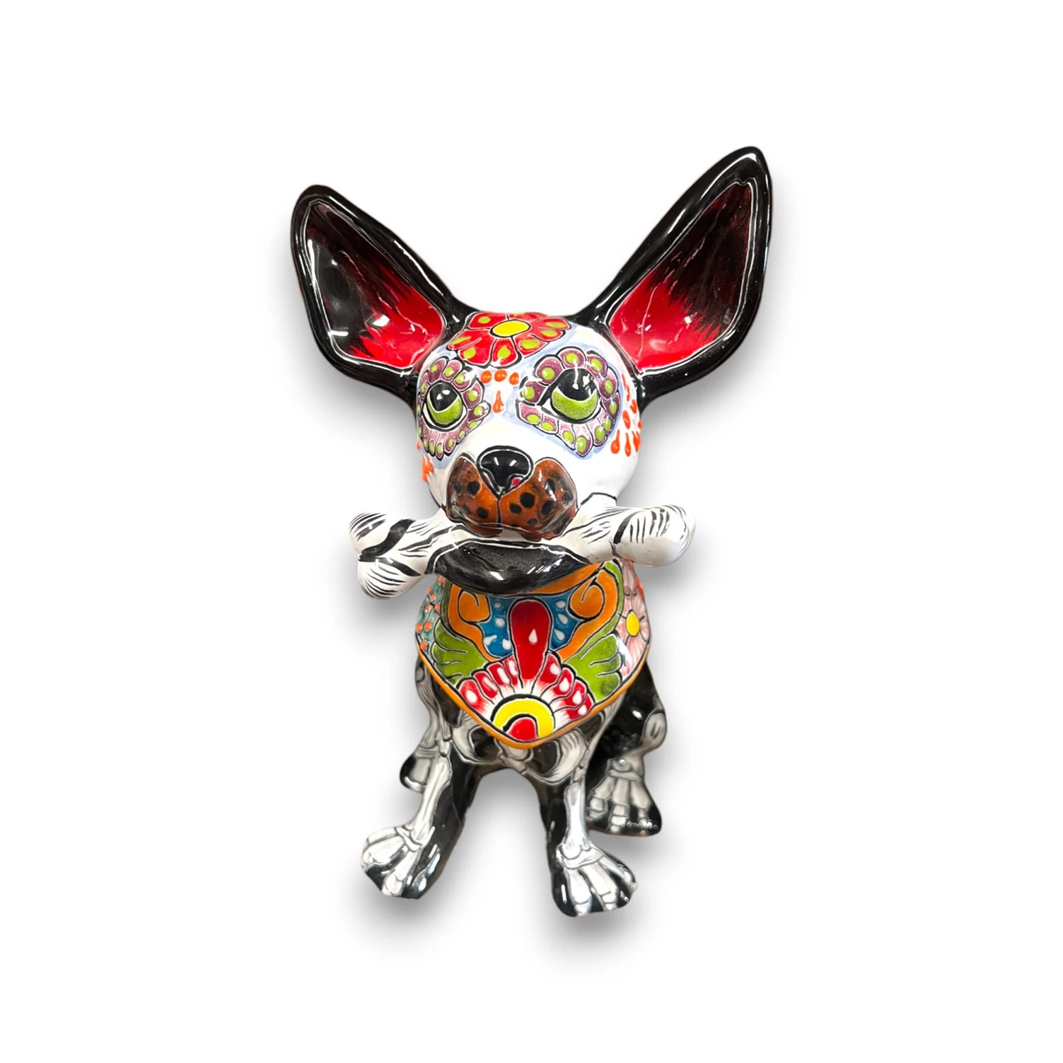Talavera Chihuahua Holding Bone | Day Of The Dead Dog Figurine 7 Talavera Chihuahua Holding Bone | Day Of The Dead Dog Figurine - Image 7
