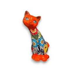 Talavera Curious Cat Statue | Handcrafted Mexican Folk Art Cat Figurine -Pottery And Glassware 20250623 181017324 iOS Photoroom