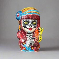 Talavera Butterfly Skull Planter | Handcrafted Day Of The Dead Ceramic Pot -Pottery And Glassware 20250623 181235317 iOS Photoroom