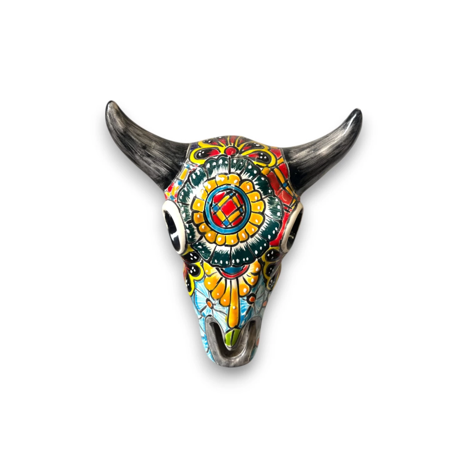Talavera Bull Skull Wall Decor | Handmade Mexican Longhorn Art 4 Talavera Bull Skull Wall Decor | Handmade Mexican Longhorn Art - Image 4