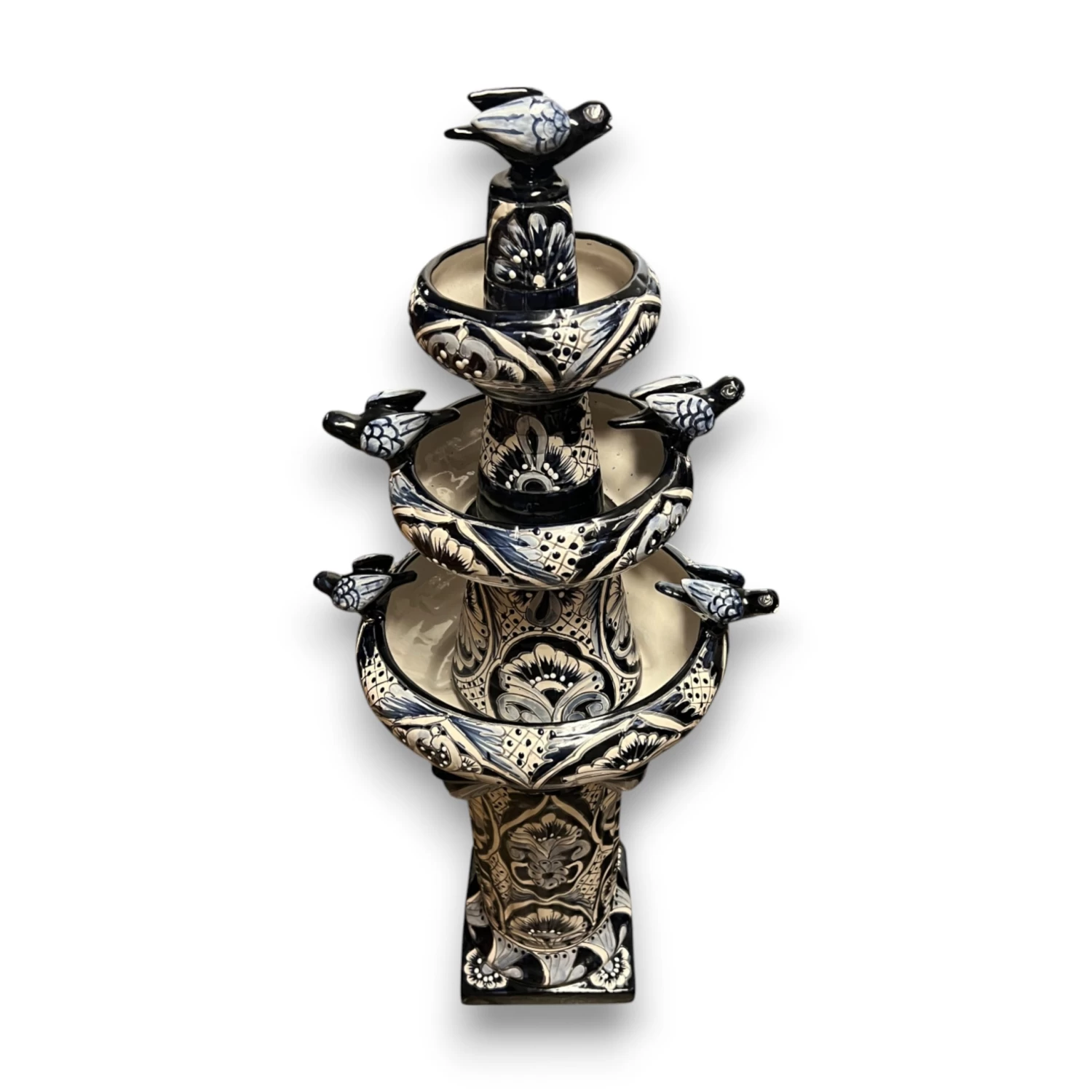 Talavera Blue & White Fountain | Authentic Mexican Ceramic Water Feature 9 Talavera Blue & White Fountain | Authentic Mexican Ceramic Water Feature - Image 9