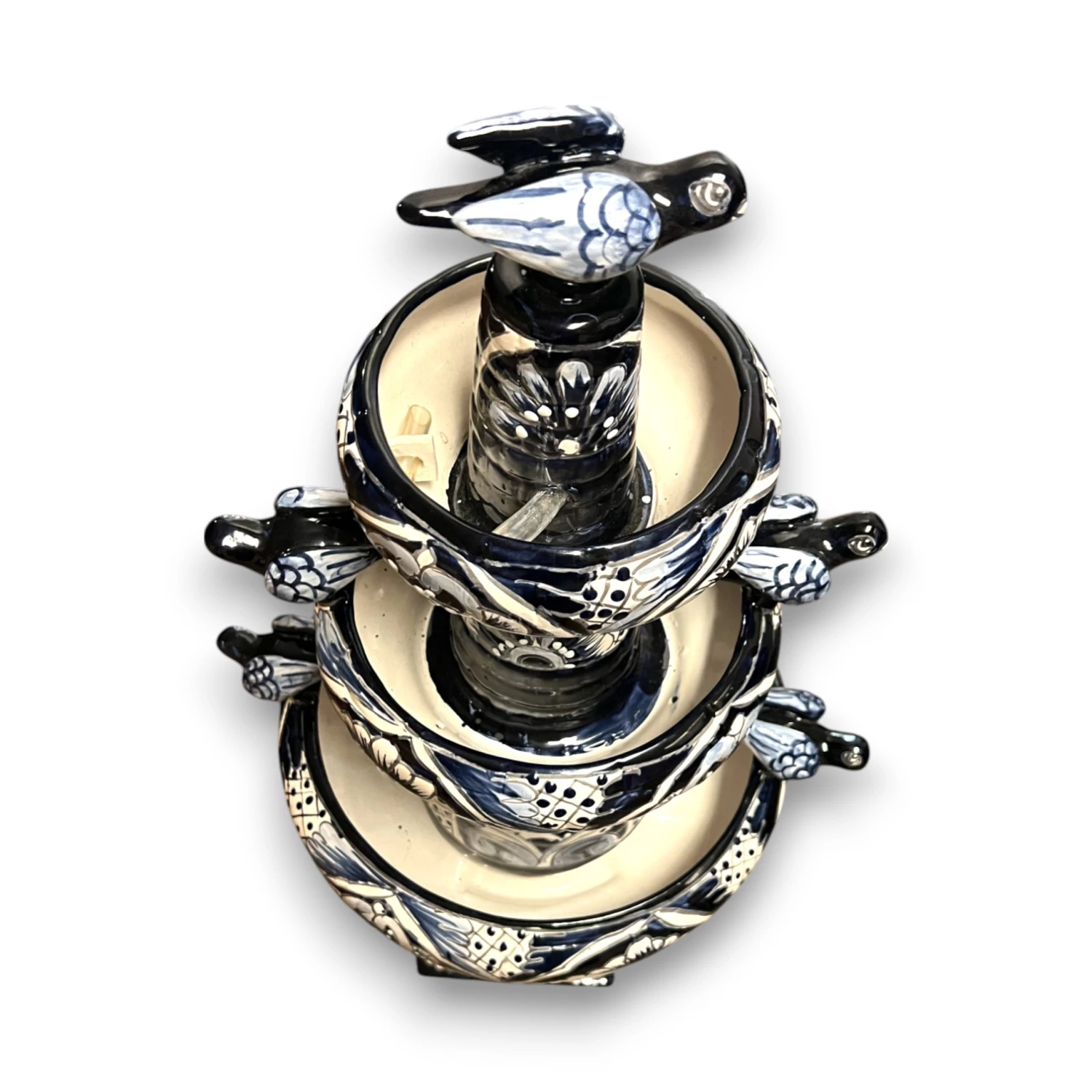 Talavera Blue & White Fountain | Authentic Mexican Ceramic Water Feature 8 Talavera Blue & White Fountain | Authentic Mexican Ceramic Water Feature - Image 8