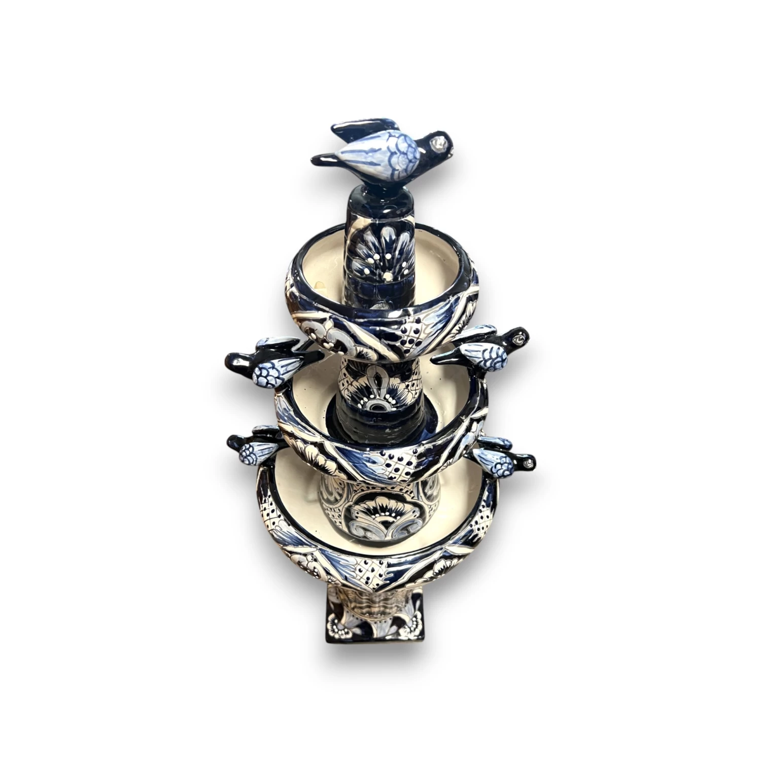 Talavera Blue & White Fountain | Authentic Mexican Ceramic Water Feature 7 Talavera Blue & White Fountain | Authentic Mexican Ceramic Water Feature - Image 7