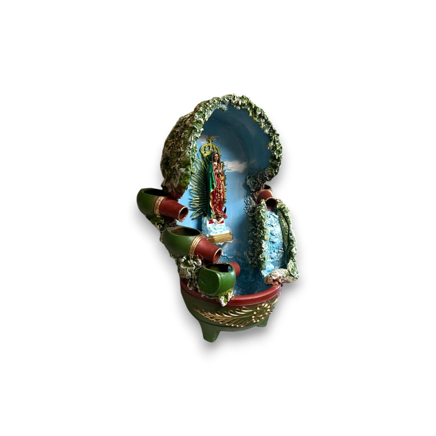 Handcrafted Mexican Outdoor Fountain | Painted Traditional Water Feature 6 Handcrafted Mexican Outdoor Fountain | Painted Traditional Water Feature - Image 6