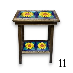 Talavera Tile End Table | Handmade Mexican Wood Accent Furniture -Pottery And Glassware 20250625 160345574 iOS Photoroom