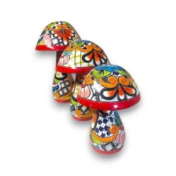 Talavera Mushroom Statue Set | Hand-Painted Mexican Garden Decor -Pottery And Glassware 20250626 162352951 iOS Photoroom