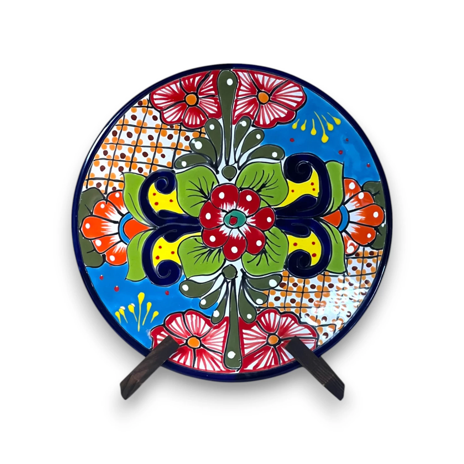 11.5" Talavera Dinner Plate | Hand-Painted Mexican Folk Art Dish 4 11.5" Talavera Dinner Plate | Hand-Painted Mexican Folk Art Dish - Image 4