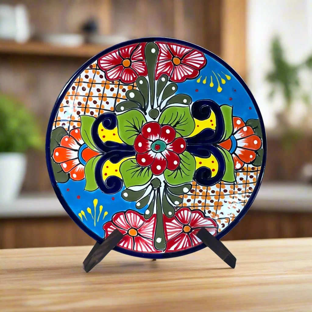 11.5" Talavera Dinner Plate | Hand-Painted Mexican Folk Art Dish 1 11.5" Talavera Dinner Plate | Hand-Painted Mexican Folk Art Dish