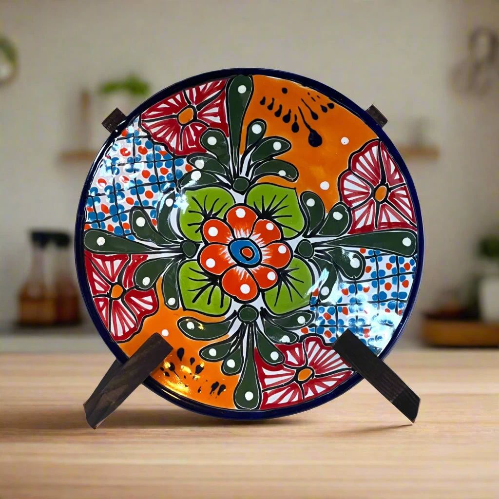 8" Talavera Dinner Plate | Hand-Painted Mexican Folk Art Dish 1 8" Talavera Dinner Plate | Hand-Painted Mexican Folk Art Dish
