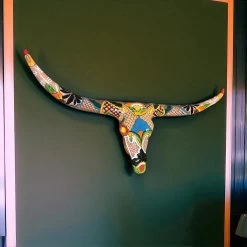 Talavera Longhorn Skull | Handmade Mexican Bull Wall Art