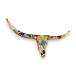 Talavera Longhorn Skull | Handmade Mexican Bull Wall Art -Pottery And Glassware 20250708 184019877 iOS Photoroom 1
