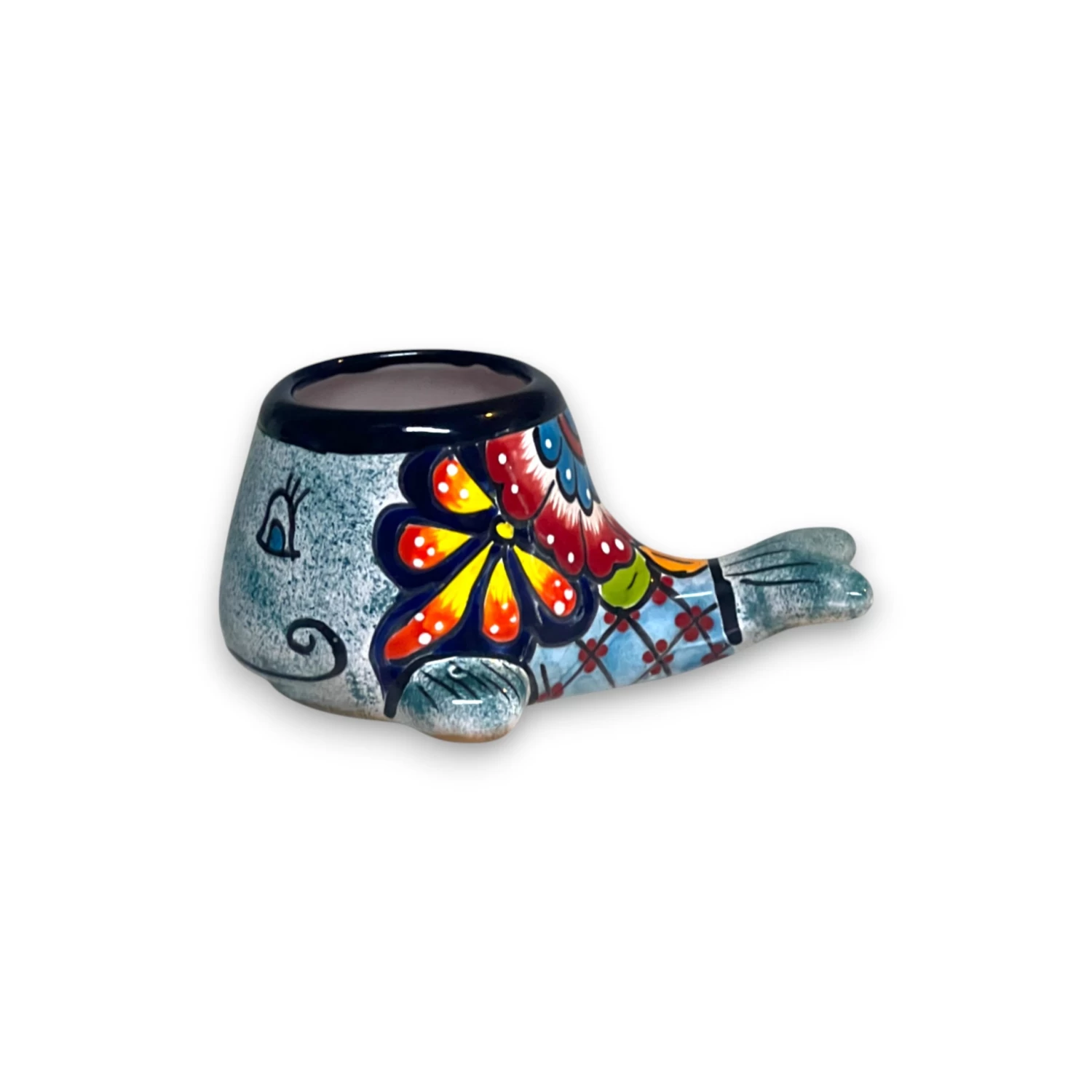 Talavera Whale Planter | Colorful Small Mexican Animal Pot 5 Talavera Whale Planter | Colorful Small Mexican Animal Pot - Image 5