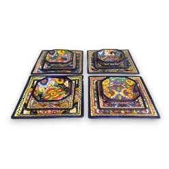 Talavera Square Dinnerware Set | 12-Piece Mexican Pottery Set -Pottery And Glassware 20250713 184405153 iOS Photoroom
