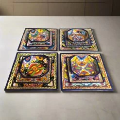 Talavera Square Dinnerware Set | 12-Piece Mexican Pottery Set -Pottery And Glassware 20250713 184529821 iOS Photoroom