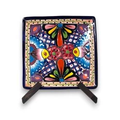 8" Square Talavera Plate | Colorful Mexican Handmade Dish -Pottery And Glassware 20250713 185133906 iOS Photoroom
