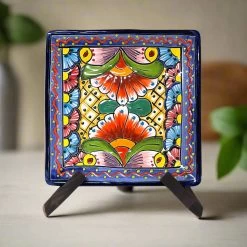 8" Square Talavera Plate | Colorful Mexican Handmade Dish