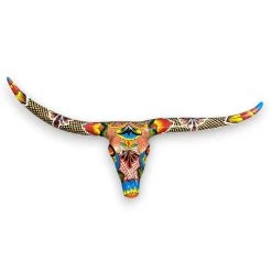 Talavera Longhorn Skull | Handmade Mexican Bull Wall Art -Pottery And Glassware 20250716 191245290 iOS Photoroom