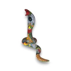 Talavera Snake Statue | Hand-Painted Mexican Cobra Figurine -Pottery And Glassware 20250718 151517086 iOS Photoroom