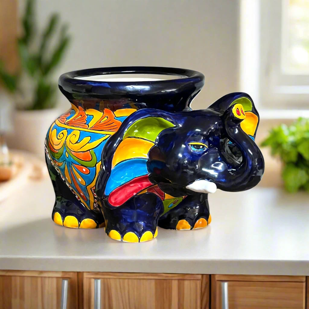 Talavera Elephant Planter | Colorful Mexican Ceramic Pot 1 Talavera Elephant Planter | Colorful Mexican Ceramic Pot