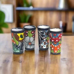 Blue Rim Talavera Shot Glass | Hand-Painted Mexican Drinkware -Pottery And Glassware 20250721 155950167 iOS Photoroom