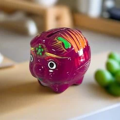 Handmade Guerrero Piggy Bank | Mexican Painted Ceramic Coin Bank (Small)