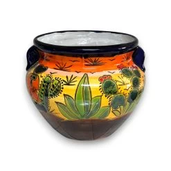 Talavera Flower Pot | Hand-Painted Desert Scene Mexican Planter -Pottery And Glassware 20250808 183736321 iOS Photoroom