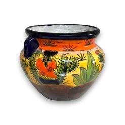 Talavera Flower Pot | Hand-Painted Desert Scene Mexican Planter -Pottery And Glassware 20250808 183807593 iOS Photoroom