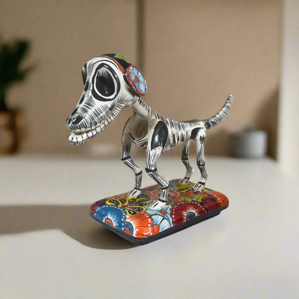 Colorful Talavera Skeleton Dog | Handmade Mexican Artistry 1 Colorful Talavera Skeleton Dog | Handmade Mexican Artistry