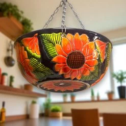 Vibrant Talavera Sunflower Hanging Planter | Artisan Pot -Pottery And Glassware 20250820 184128542 iOS Photoroom