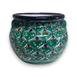 Vibrant Talavera Flower Pot | Green Peacock Design -Pottery And Glassware 20250820 190505803 iOS Photoroom