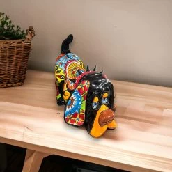 Colorful Talavera Bloodhound Statue | Handcrafted Dog Art (Medium)