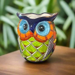 Front Page -Pottery And Glassware Extra Large Talavera Owl Planter Hand Painted Mexican Decor