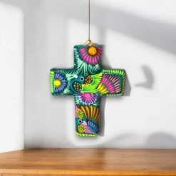 Guerrero Hand-Painted Cross Wall Art | Colorful Mexican Décor 9 Guerrero Hand-Painted Cross Wall Art | Colorful Mexican Décor -Pottery And Glassware Guerrero Hand Painted Cross Wall Art Colorful Mexican Decor