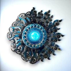 Giant Sun Wall Art With Light Fixture | Handmade Mexican Metalwork