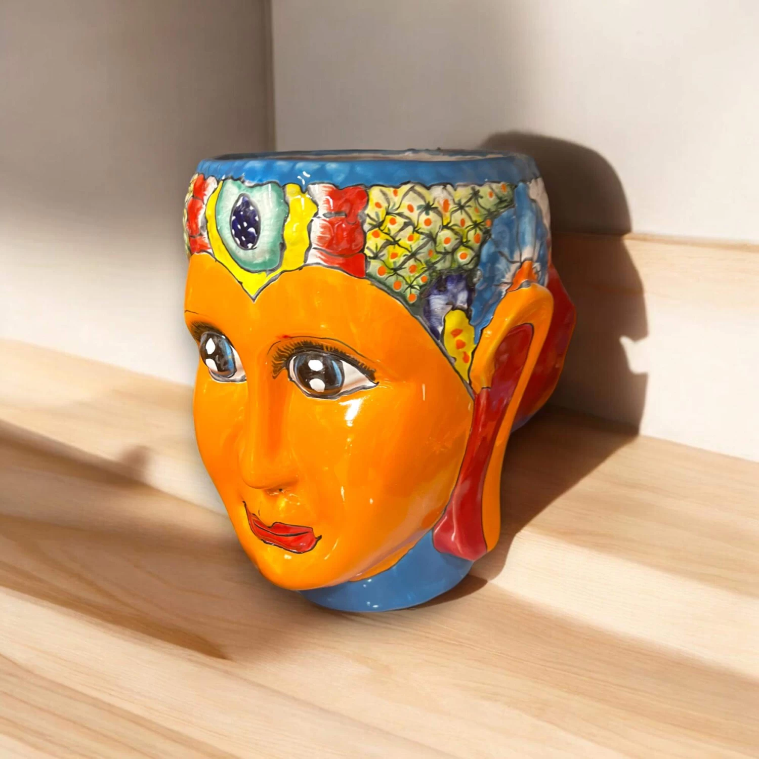 Talavera Face Planter | Hand-Painted Mexican Lady Pot Folk Art 1 Talavera Face Planter | Hand-Painted Mexican Lady Pot Folk Art
