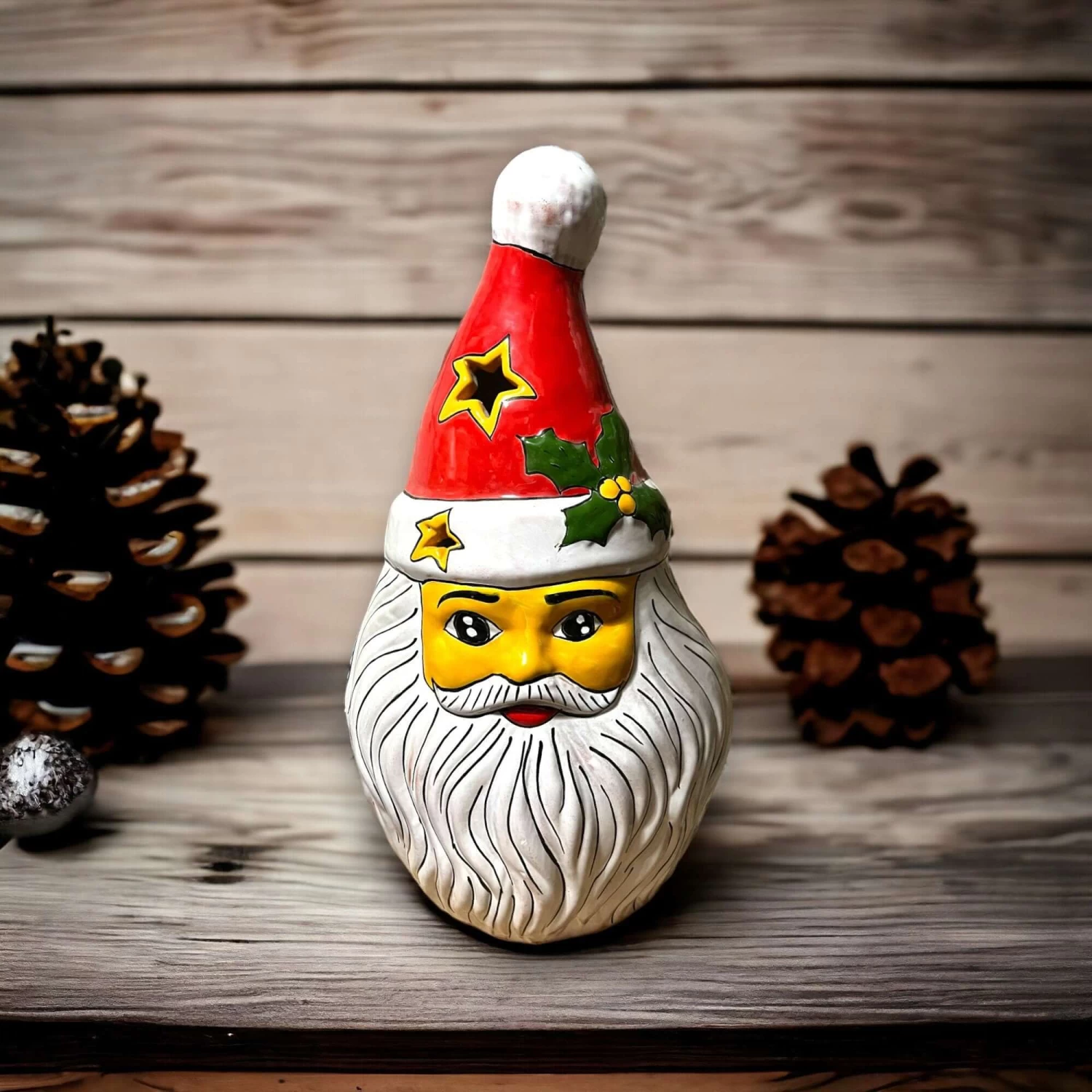 Hand-Painted Talavera Santa Statue | Festive Christmas Decoration (Medium) 1 Hand-Painted Talavera Santa Statue | Festive Christmas Decoration (Medium)