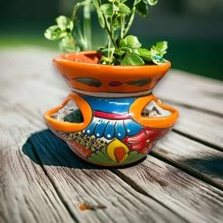 Talavera Strawberry Planter | Hand-Painted Mexican Pot -Pottery And Glassware Hand Painted Talavera Strawberry Planter Mexican Artisan Medium Decor Pot