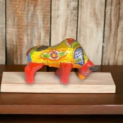 Talavera Bull Statue | Hand-Painted Mexican Ceramic Animal Decor -Pottery And Glassware Handcrafted Talavera Bull Statue Unique Medium Cow Sculpture