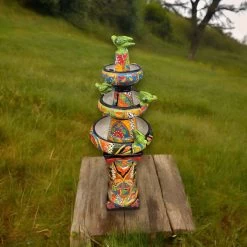 Handcrafted Talavera Fountain | Authentic Mexican Art (4ft Tall)