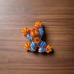 Colorful Talavera Frog Figurine | Hand-Painted Mexican Wall Art