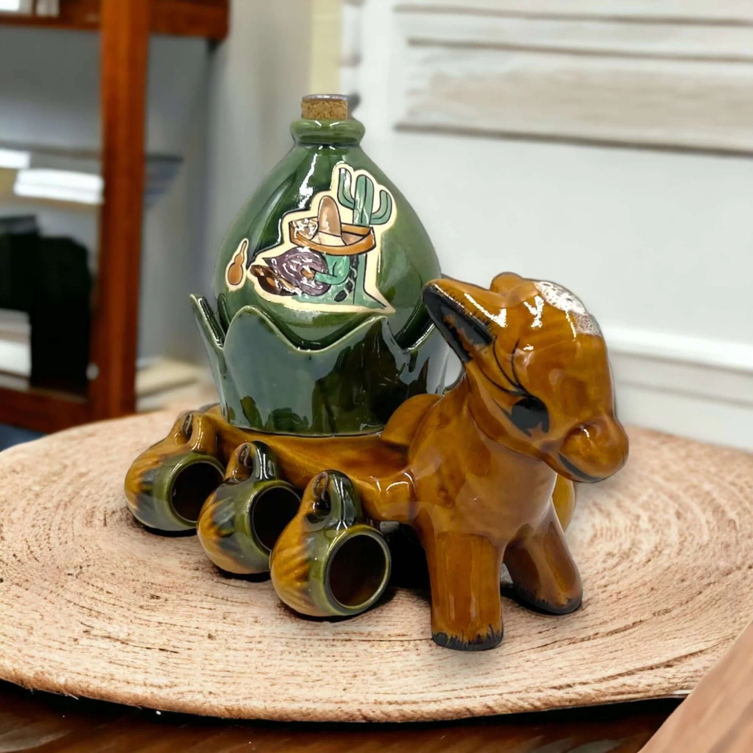 Handmade Mexican Donkey Shot Glass And Tequila Set | Burro Decanter 1 Handmade Mexican Donkey Shot Glass And Tequila Set | Burro Decanter
