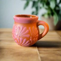Pink Talavera Mug | Authentic Handmade Mexican Clay Jarrito