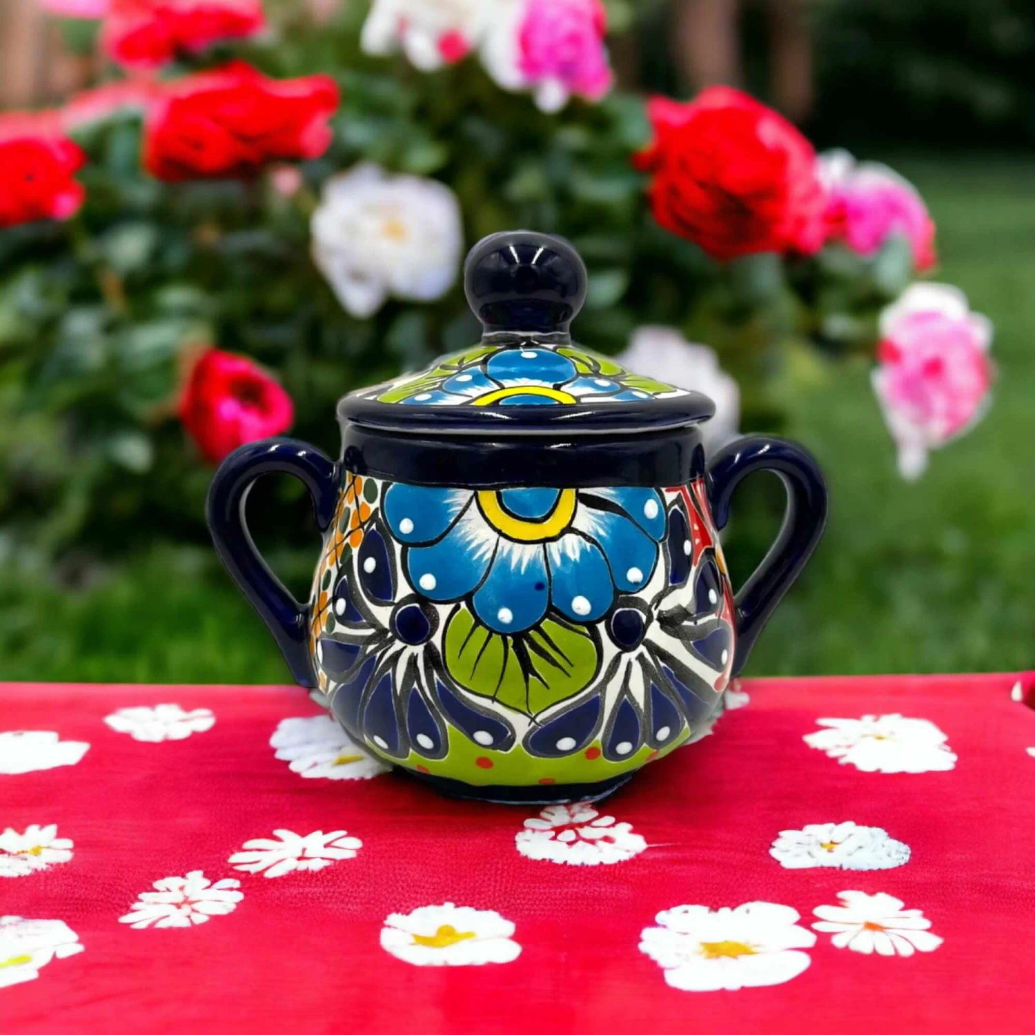 Handmade Talavera Sugar Jar | Colorful Mexican Ceramic Pot 3 Handmade Talavera Sugar Jar | Colorful Mexican Ceramic Pot - Image 3