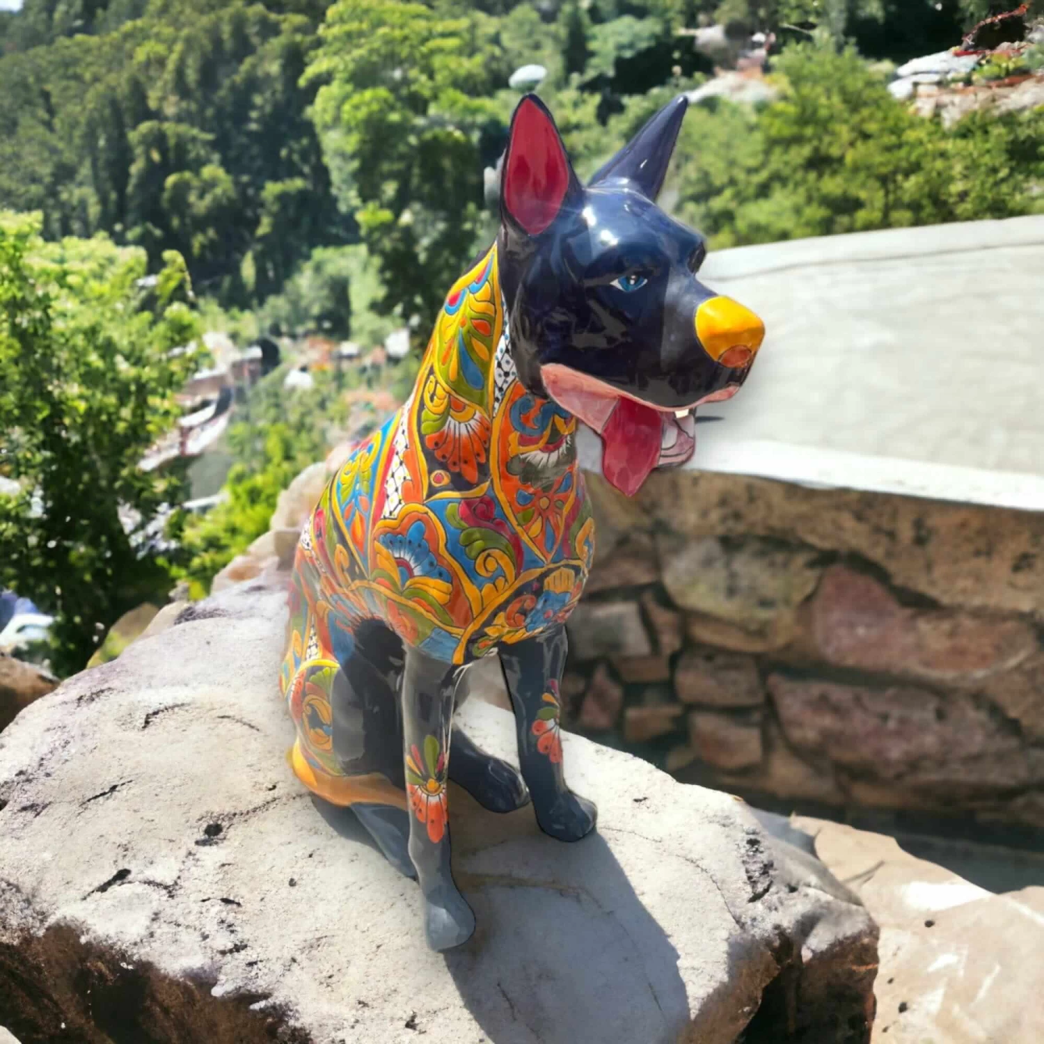 Huge Talavera Dog Statue | Colorful Mexican Ceramic Statue 1 Huge Talavera Dog Statue | Colorful Mexican Ceramic Statue