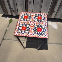Custom Talavera Tile Accent Table | Handmade Mexican End Table -Pottery And Glassware Mexican Accent End Table Colorful Talavera Tile Design 6e2c86ef Photoroom