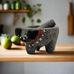 Mini Volcanic Stone Molcajete | Hand-Carved Animal Mortar & Pestle