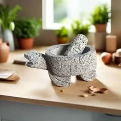 Sea Turtle Stone Mortar & Pestle | Handcrafted Molcajete