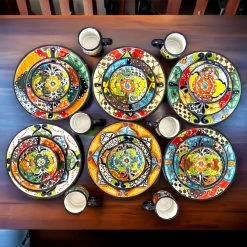 Talavera Dinnerware Set | 26-Piece Vibrant Floral Mexican Dishware