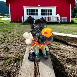 Talavera Dog With Bone | Handpainted Ceramic Canine Decor (Extra Large)
